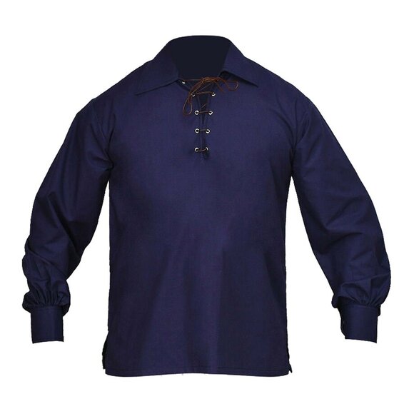 Gentry Choice® Other - Men Scottish Traditional Jacobite Shirt Highlander Black Lace-up Front Shirt